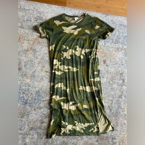 J crew midi camo t shirt dress